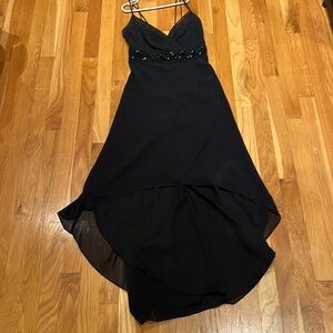 Hi lo black cocktail dress with back zip